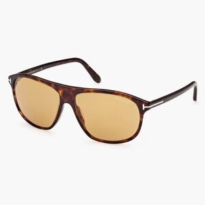 New Tom Ford Brown Tortoise Logo Sunglasses